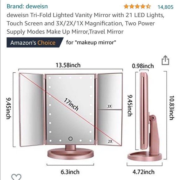 Trifold Vanity mirror - Picture 8 of 8